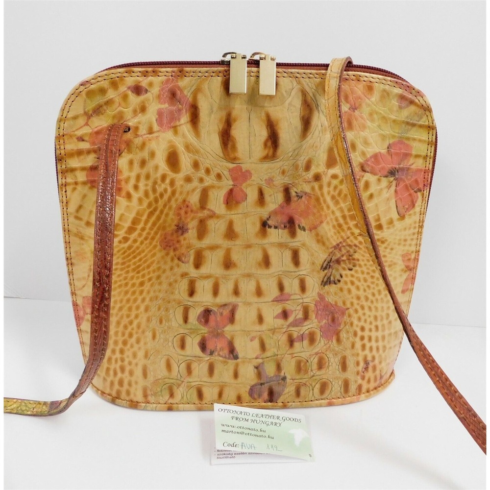 New Ottonato‎ Croc Embossed Leather Butterfly Crossbody Bag